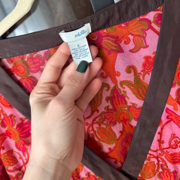 Vintage y2k silk babydoll top blouse anthropologie odille ruffle tie waist wrap - Picture 2 of 6